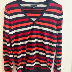 Tommy Hilfiger women’s Red and Navy V-Neck Sweater